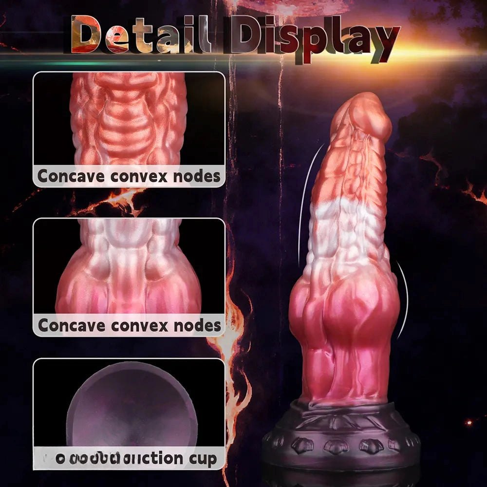 Knotted animal silicone dildo with ribbed veined shaft, photo 4