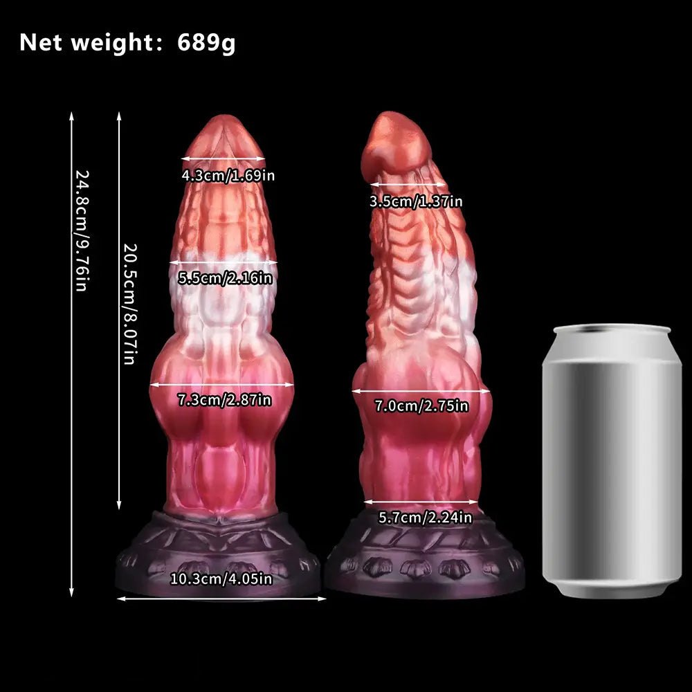 Knotted animal silicone dildo with ribbed veined shaft, photo 8