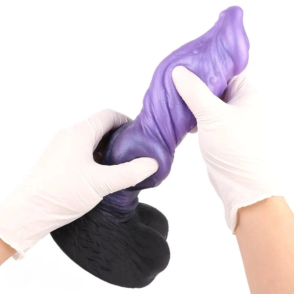 Purple and blue ombre knotted monster fantasy dildo, photo 12