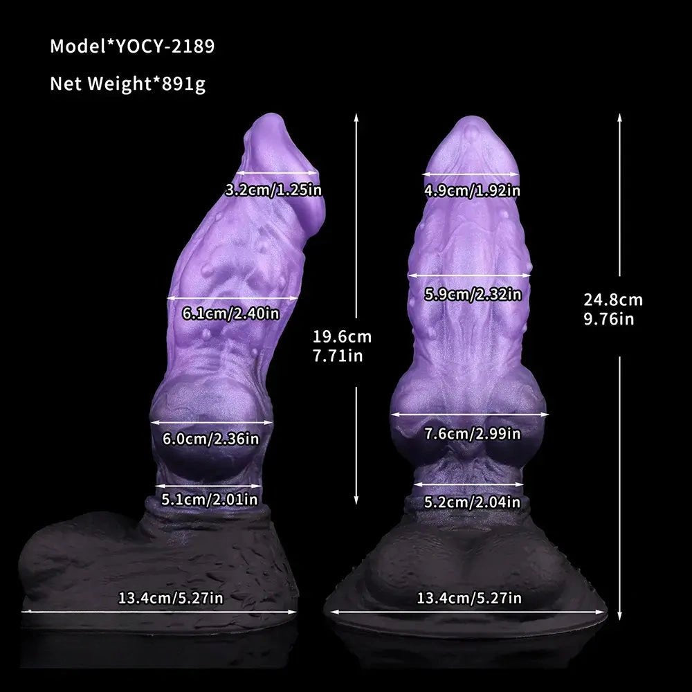 Purple and blue ombre knotted monster fantasy dildo, photo 15