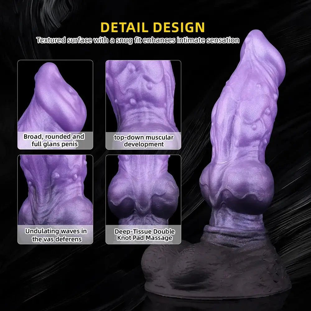 Purple and blue ombre knotted monster fantasy dildo, photo 5