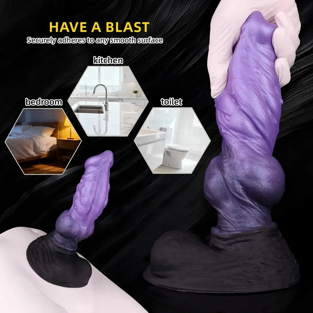 Purple and blue ombre knotted monster fantasy dildo, photo 7