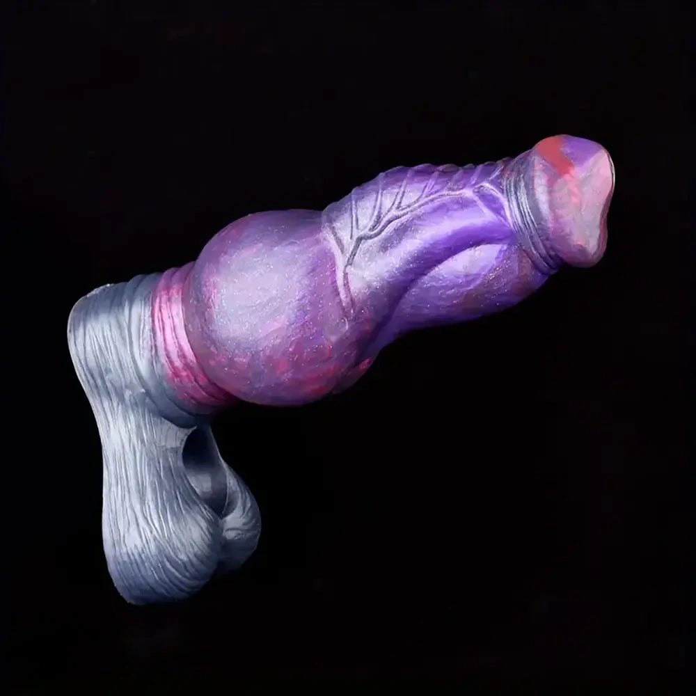 Mixed color silicone knotted animal dildo on stand, photo 8