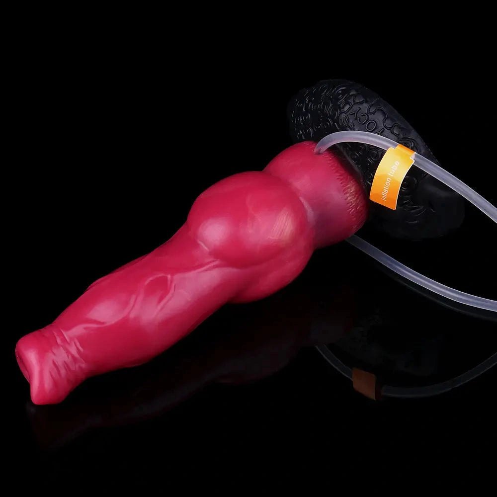 Red knotted silicone animal dildo, photo 10