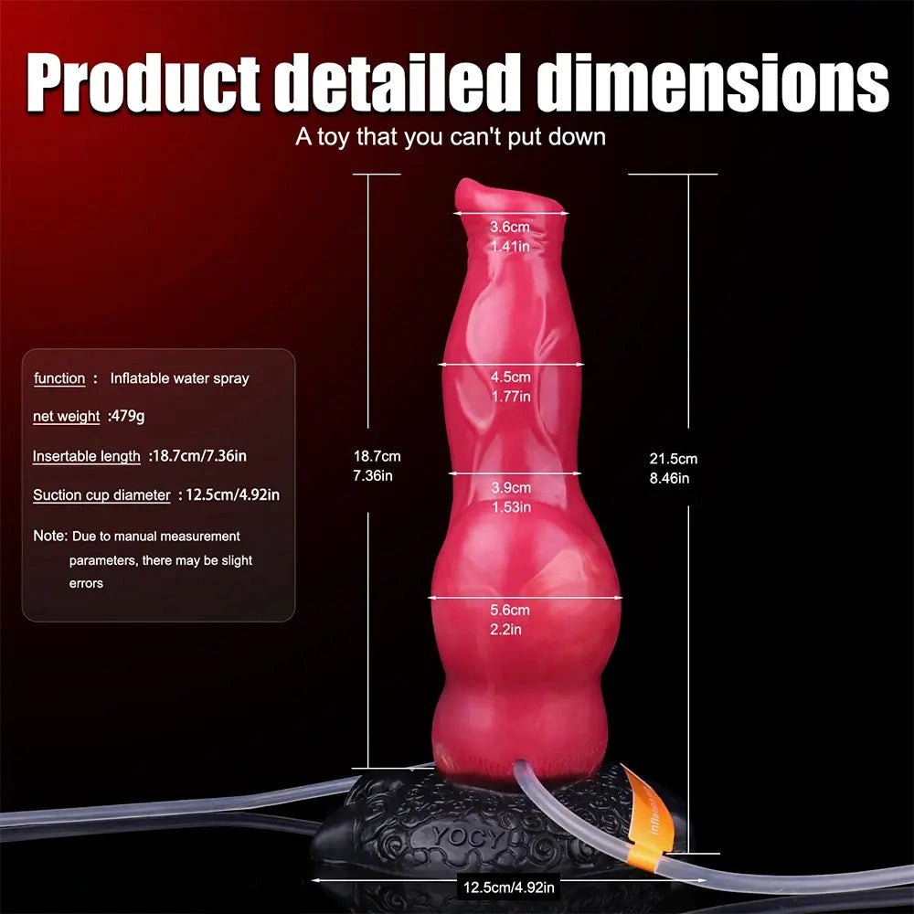 Red knotted silicone animal dildo, photo 11