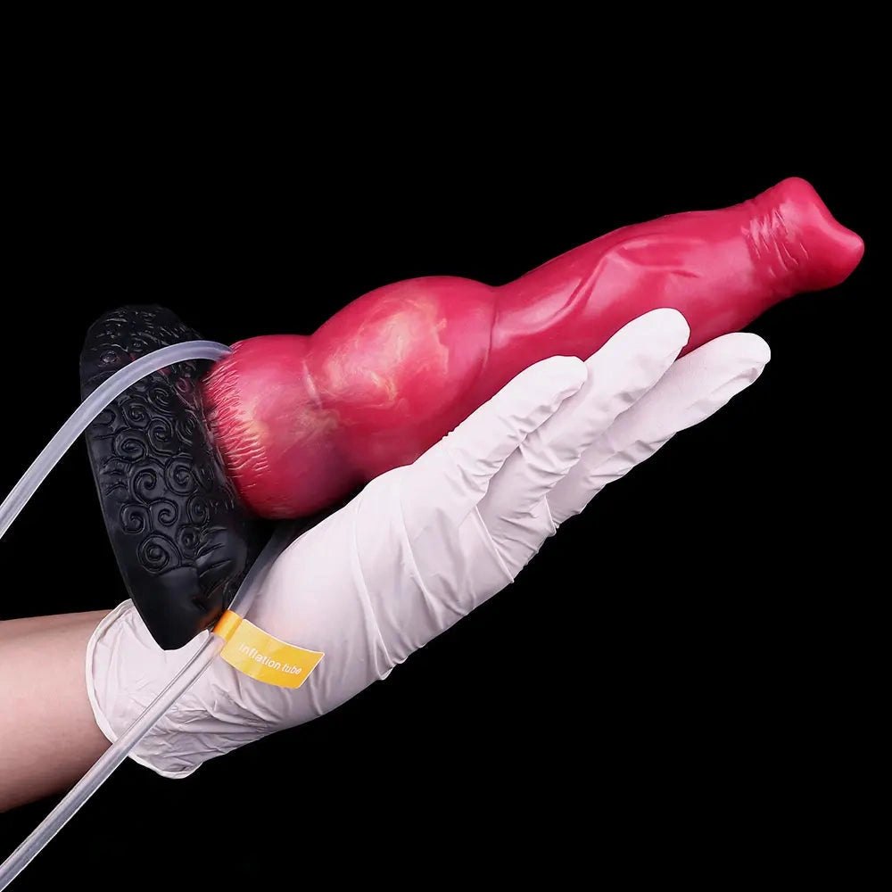 Red knotted silicone animal dildo, photo 12