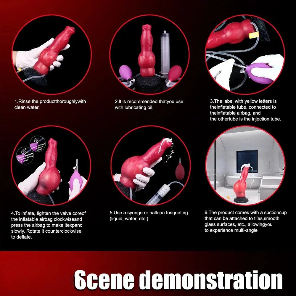 Red knotted silicone animal dildo, photo 13