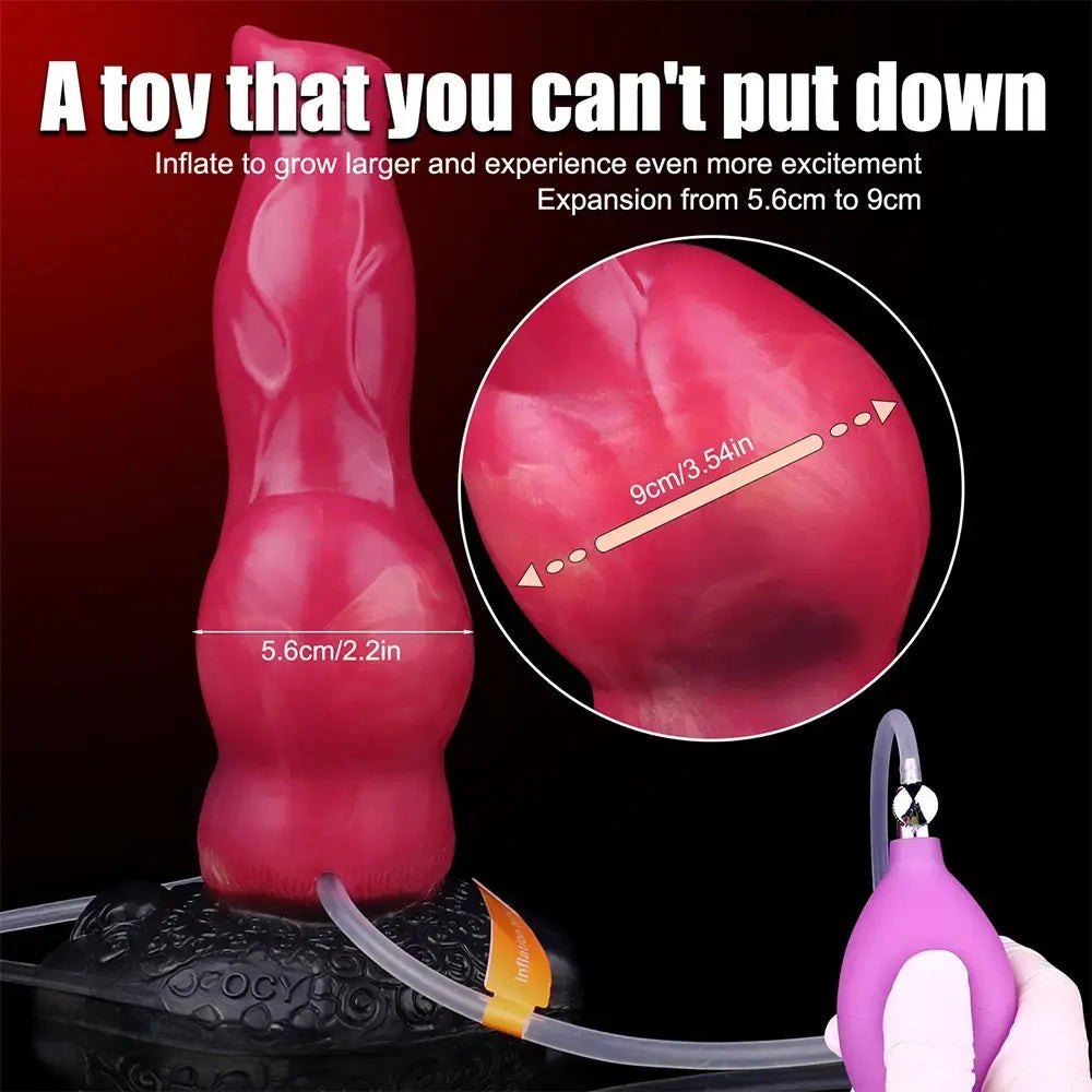Red knotted silicone animal dildo, photo 14