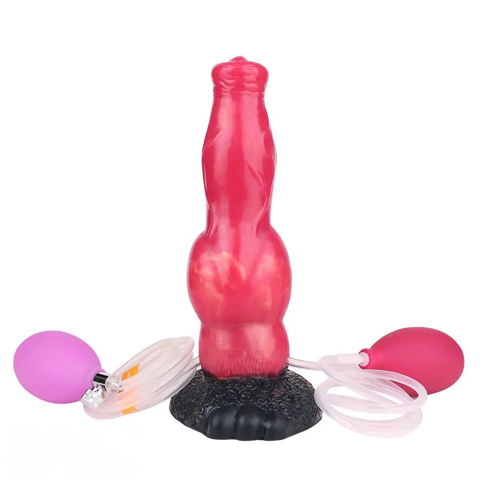 Red knotted silicone animal dildo, photo 16