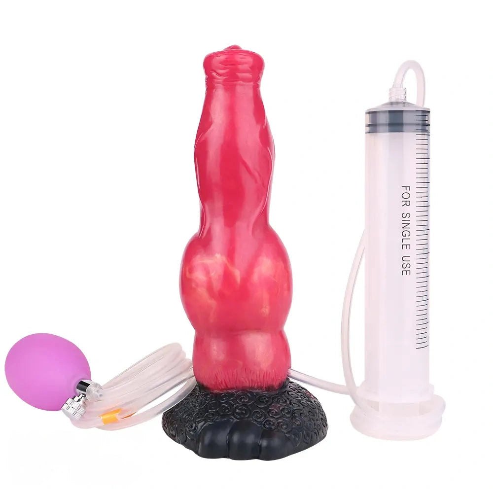 Red knotted silicone animal dildo, photo 17