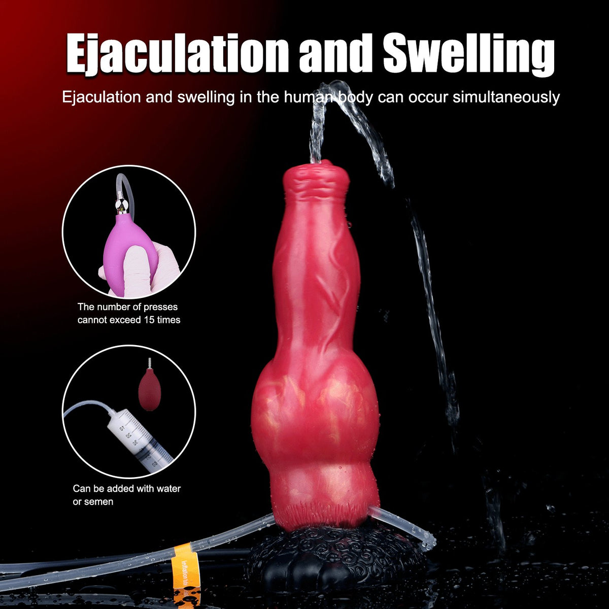 Red knotted silicone animal dildo, photo 3