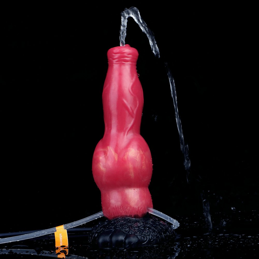 Red knotted silicone animal dildo, photo 4
