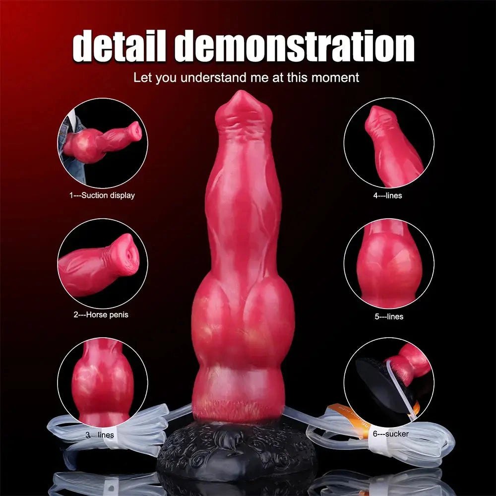 Red knotted silicone animal dildo, photo 6