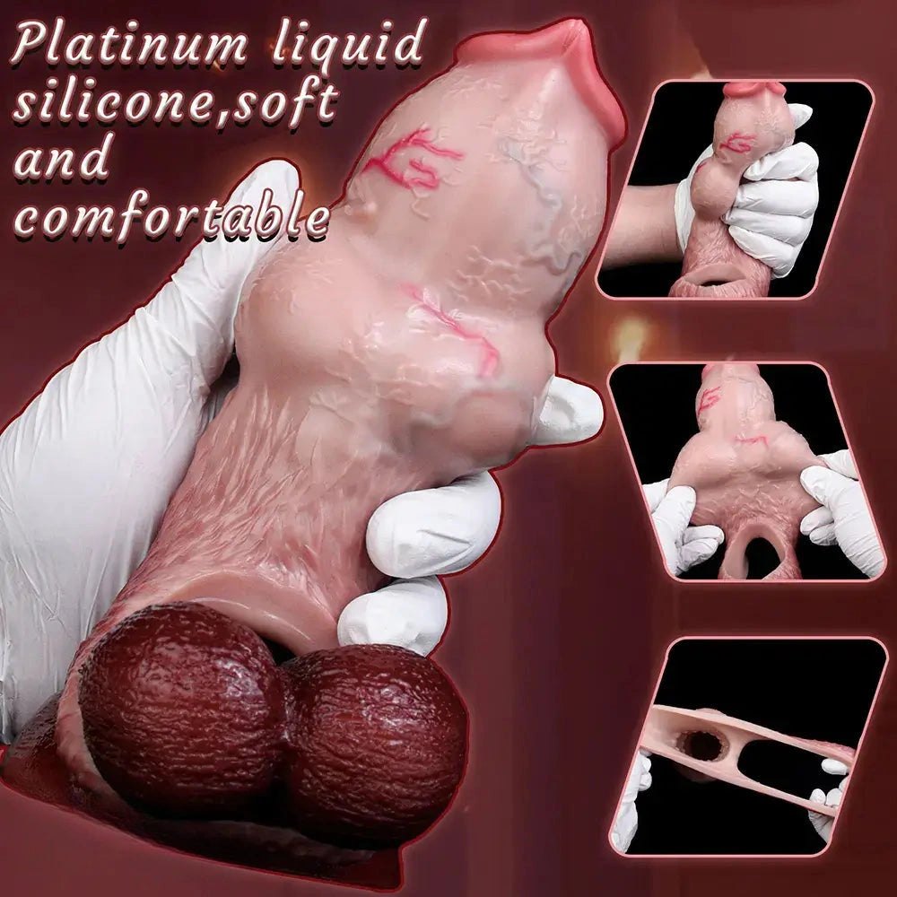 Flesh tone knotted silicone animal dildo, photo 2