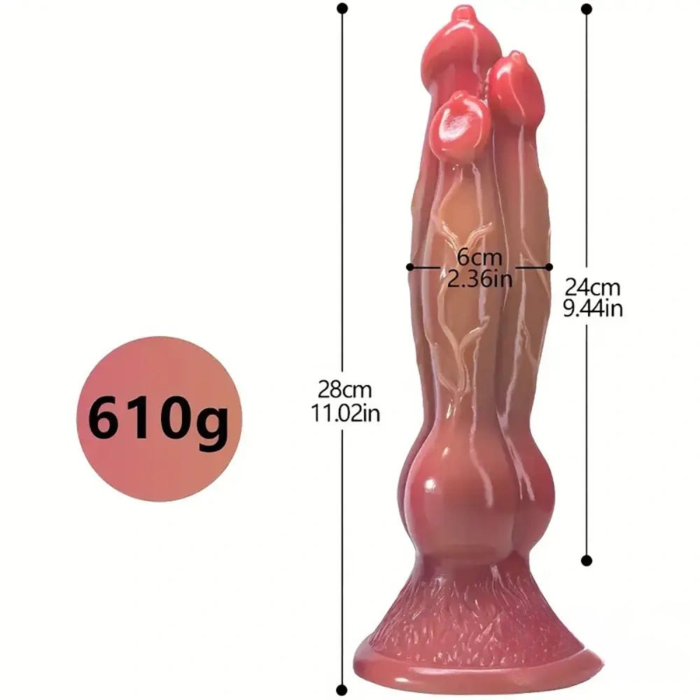 #1 knotted silicone animal fantasy dildo with suction cup base