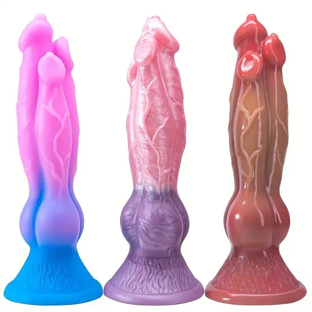 Knotted silicone animal fantasy dildo with suction cup base, photo 1
