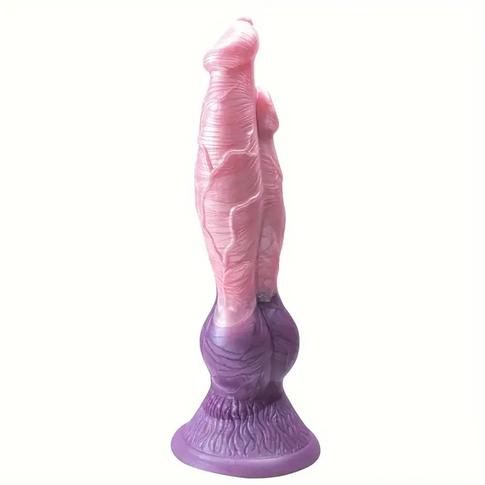 Knotted silicone animal fantasy dildo with suction cup base, photo 10