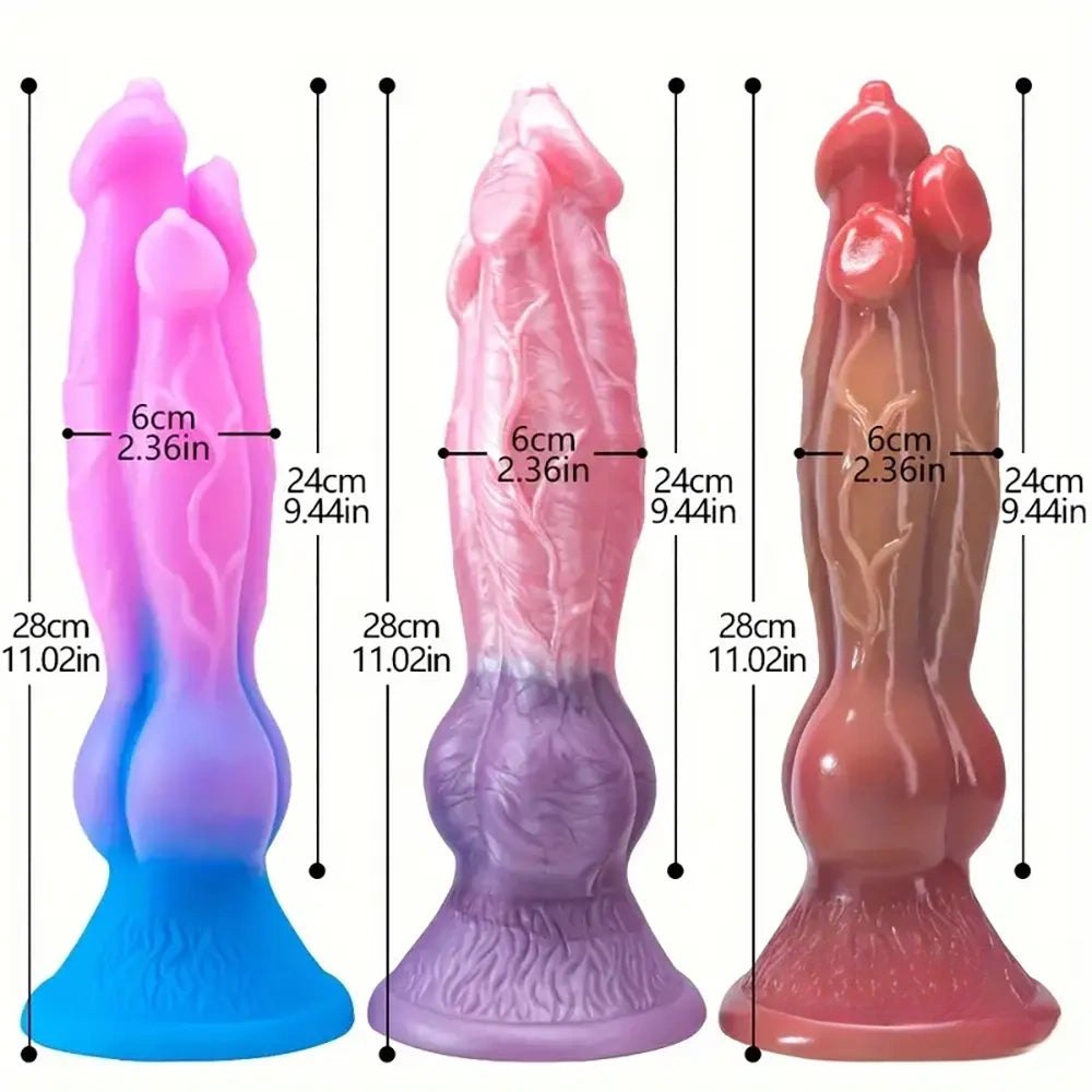 Knotted silicone animal fantasy dildo with suction cup base, photo 15