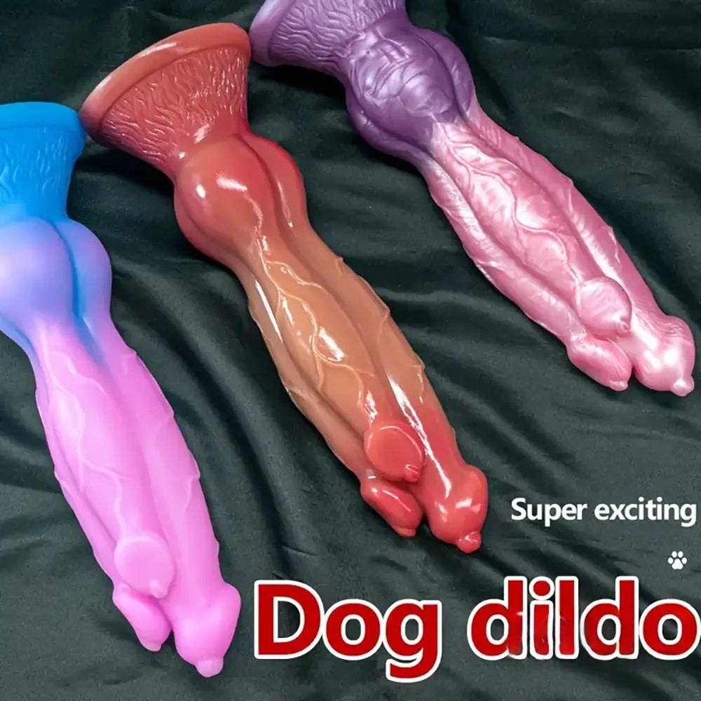 Knotted silicone animal fantasy dildo with suction cup base, photo 2