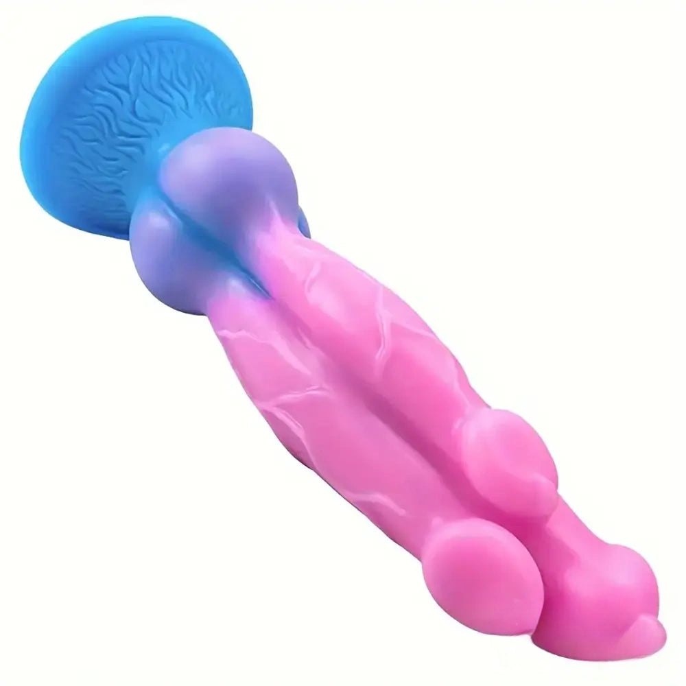 Knotted silicone animal fantasy dildo with suction cup base, photo 5