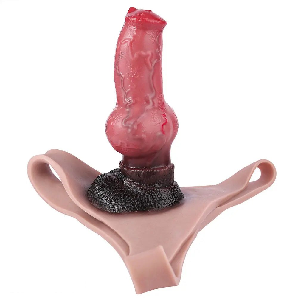 Mixed color knotted strap-on panty dildo, photo 1