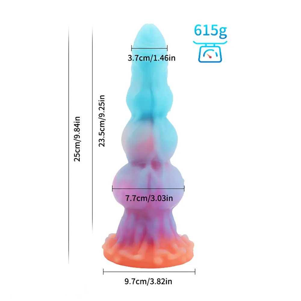 C knotted ridged silicone suction cup dildo