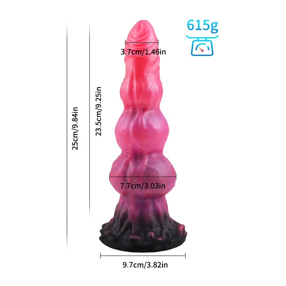 D knotted ridged silicone suction cup dildo