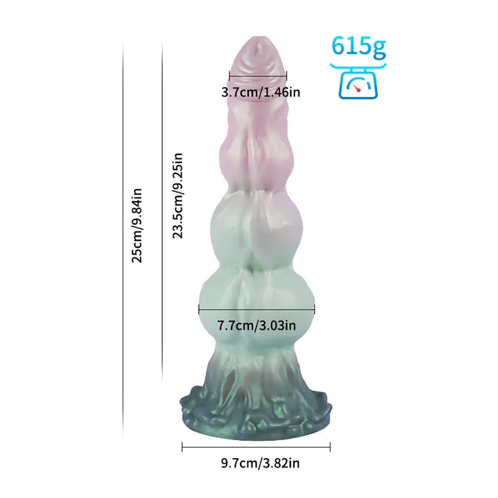 E knotted ridged silicone suction cup dildo