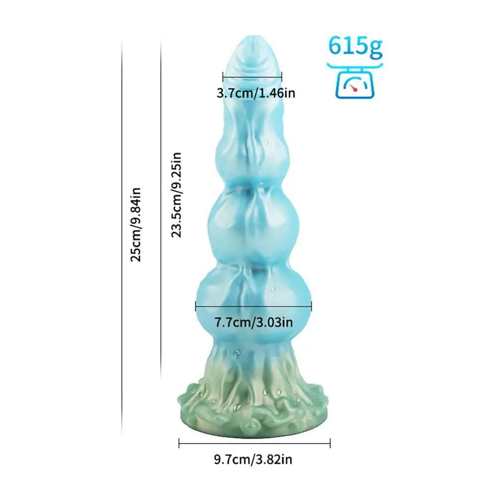 F knotted ridged silicone suction cup dildo