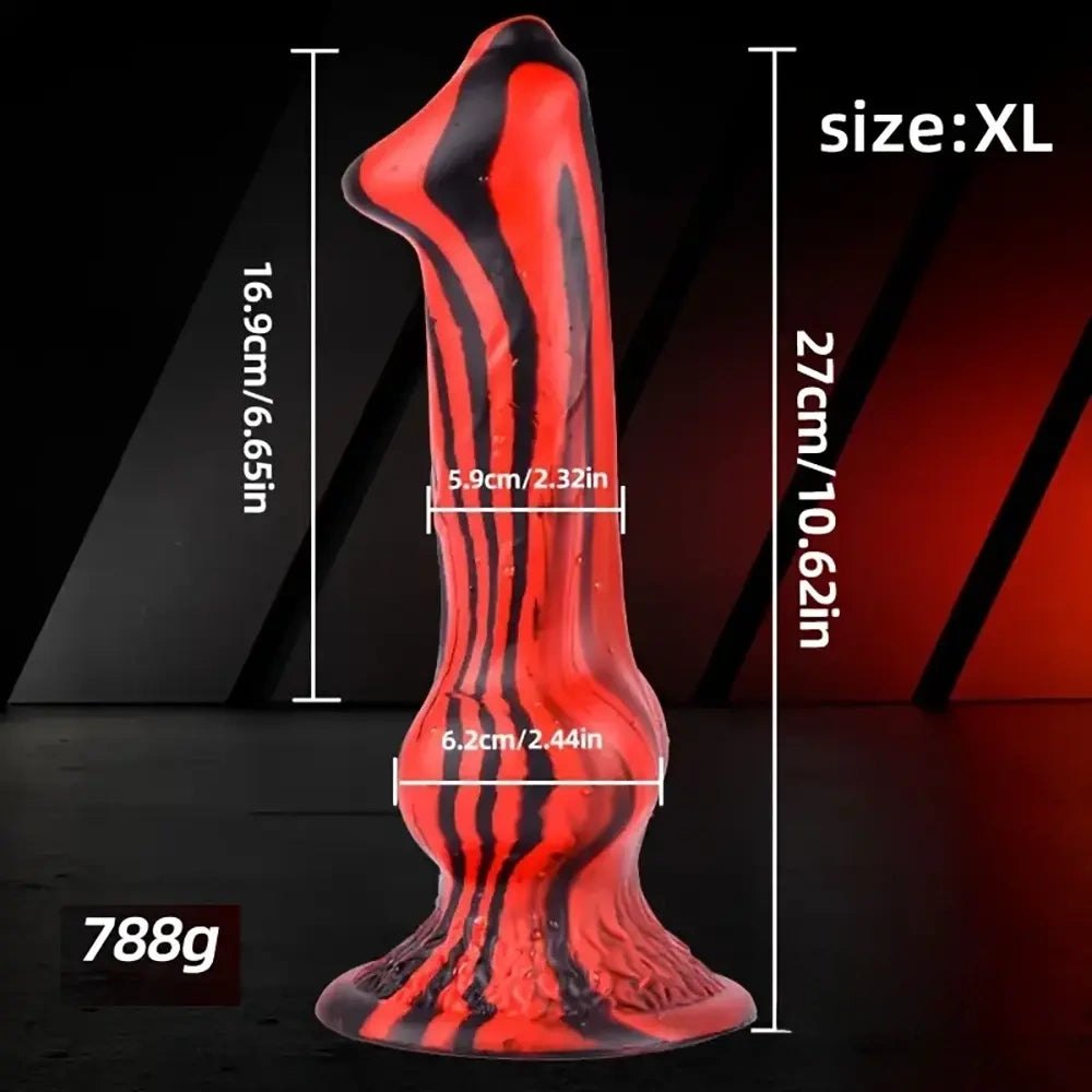 Red and black tiger stripe knotted animal dildo, photo 8