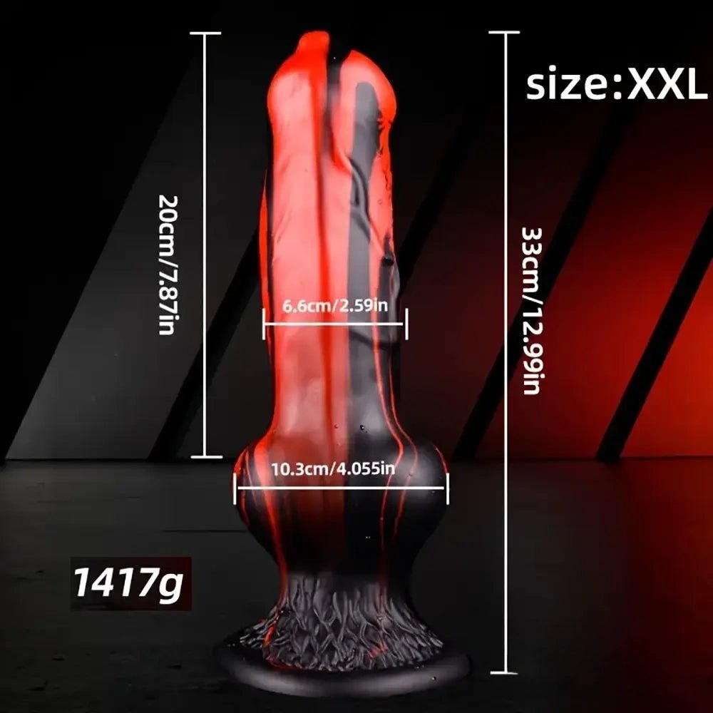 Red and black tiger stripe knotted animal dildo, photo 9