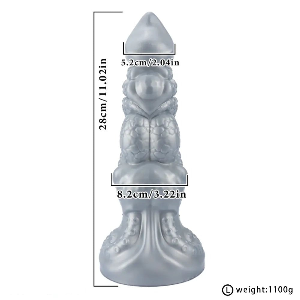 Silver tentacle fantasy silicone dildo