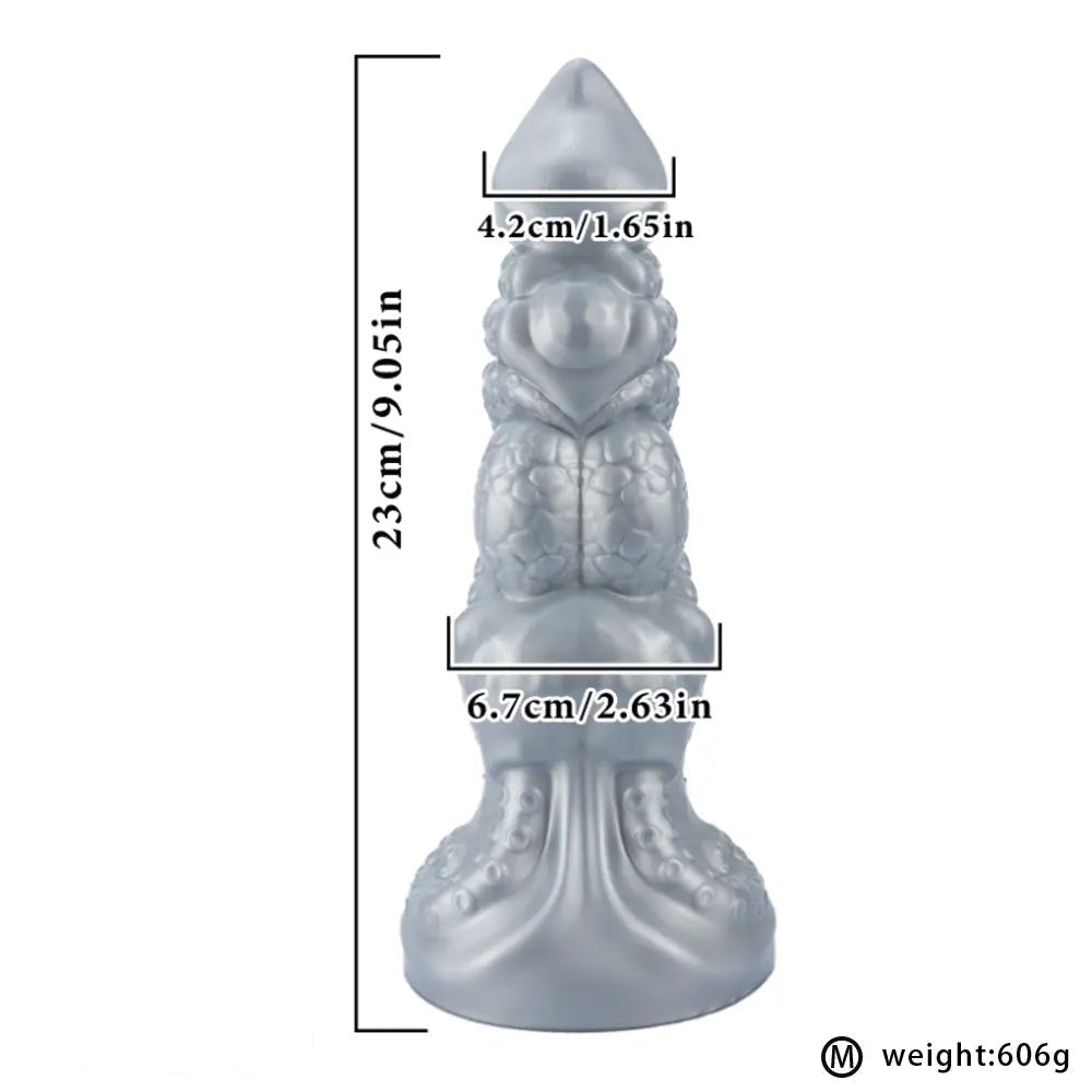 Silver tentacle fantasy silicone dildo