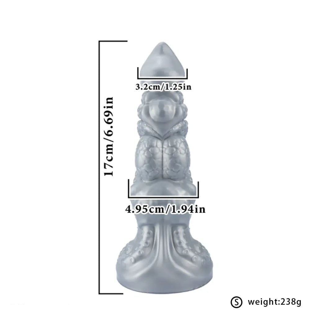 Silver tentacle fantasy silicone dildo