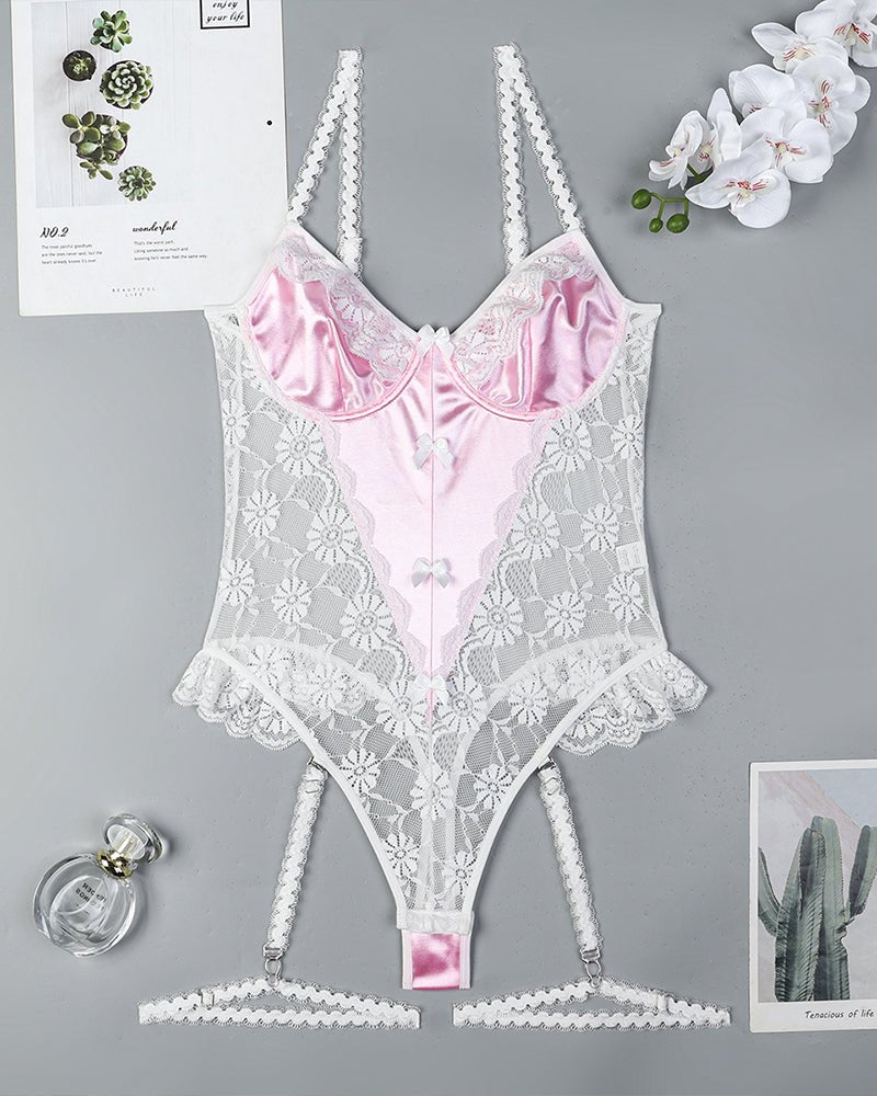 Lace bow sheer mesh bodysuit, photo 7
