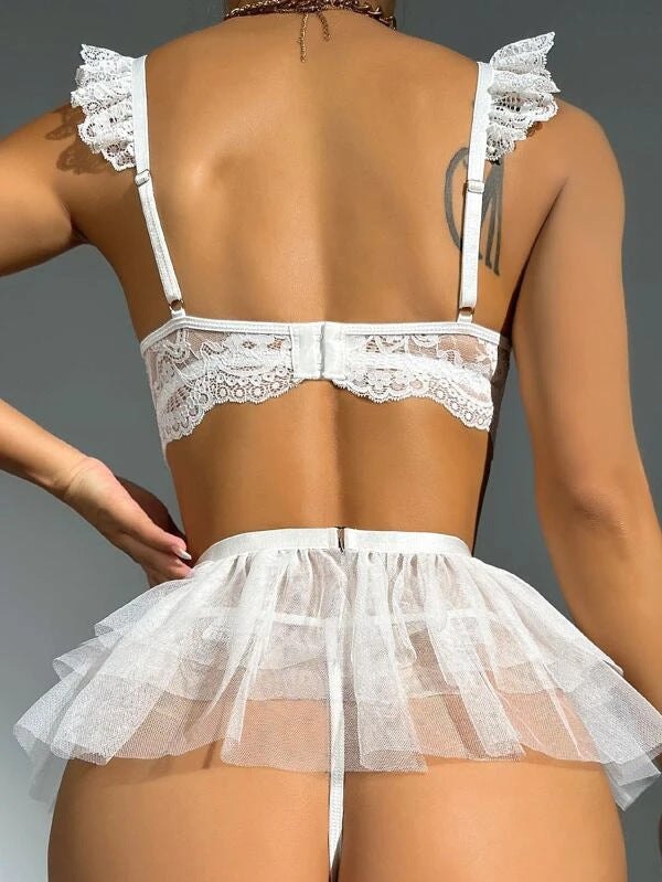Lace bra tutu skirt garter belt set, photo 6