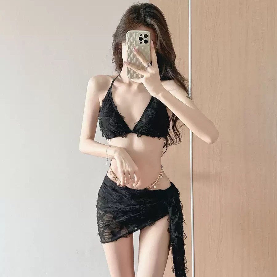 Lace bralette wrap skirt lingerie set, photo 6
