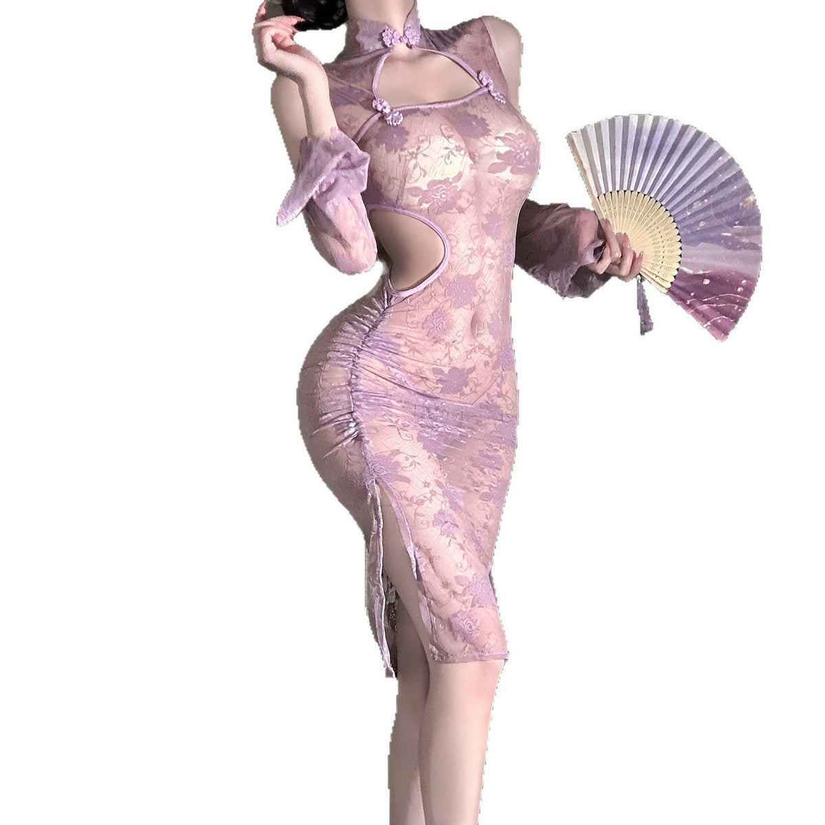 Lace cheongsam with sleeves chemise suit, photo 5