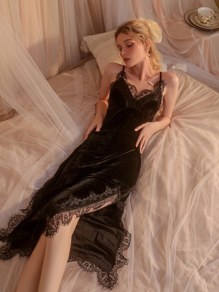 Lace cuff satin french nightgown robe set, photo 9