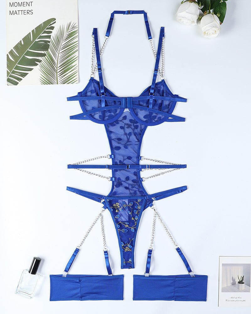 Lace embroidered chain cutout bodysuit, photo 14