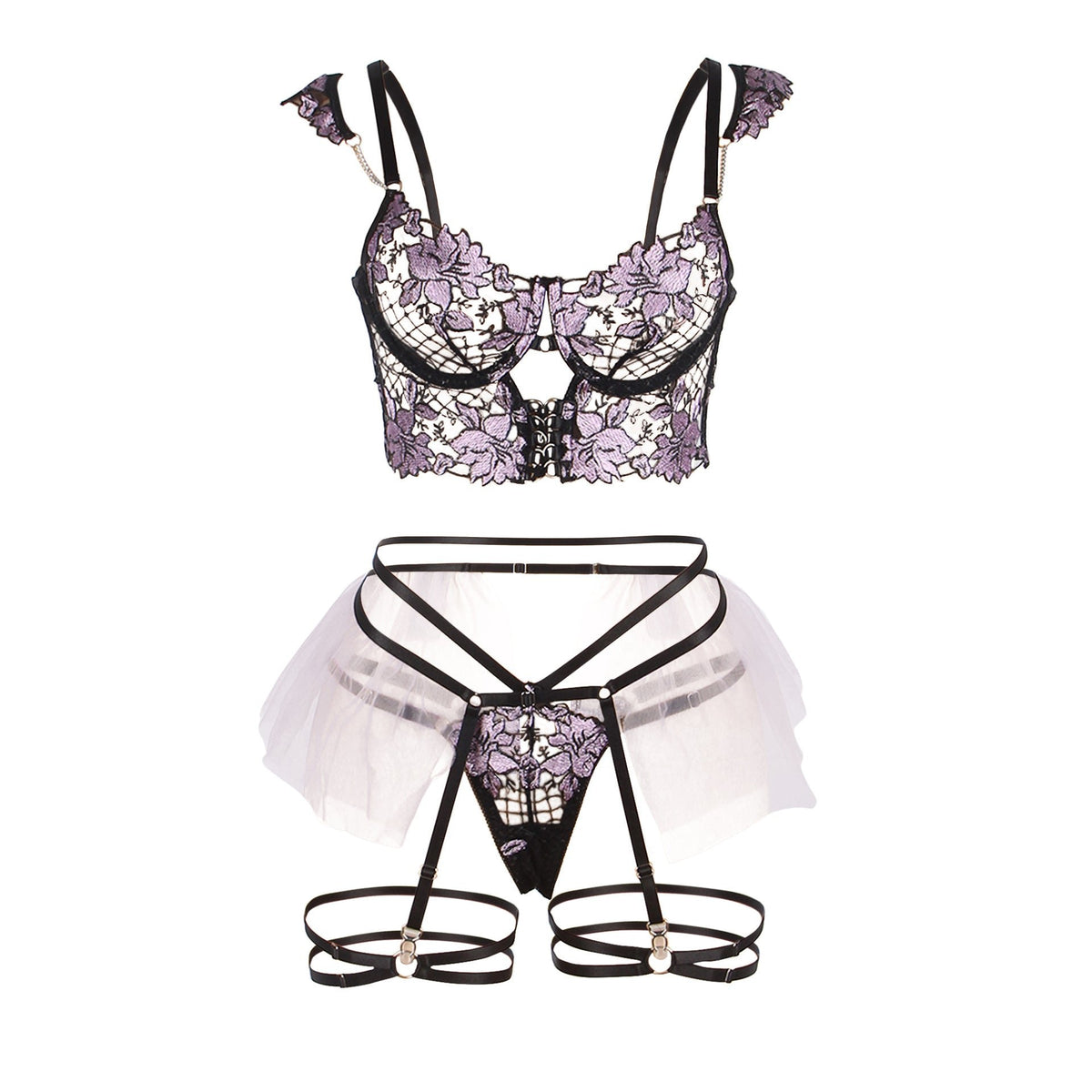 Lace embroidery underwire bra set, photo 5