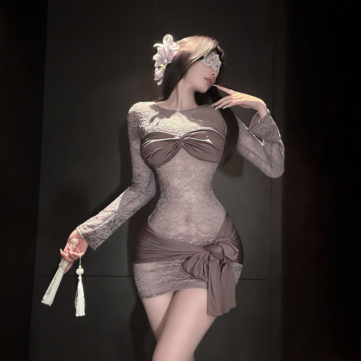 Lace french style long sleeve sheath dress, photo 4