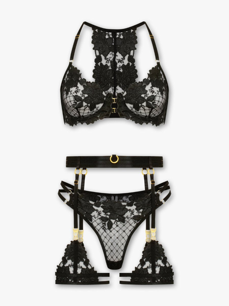 Lace garter belt four piece bra thong set, photo 9