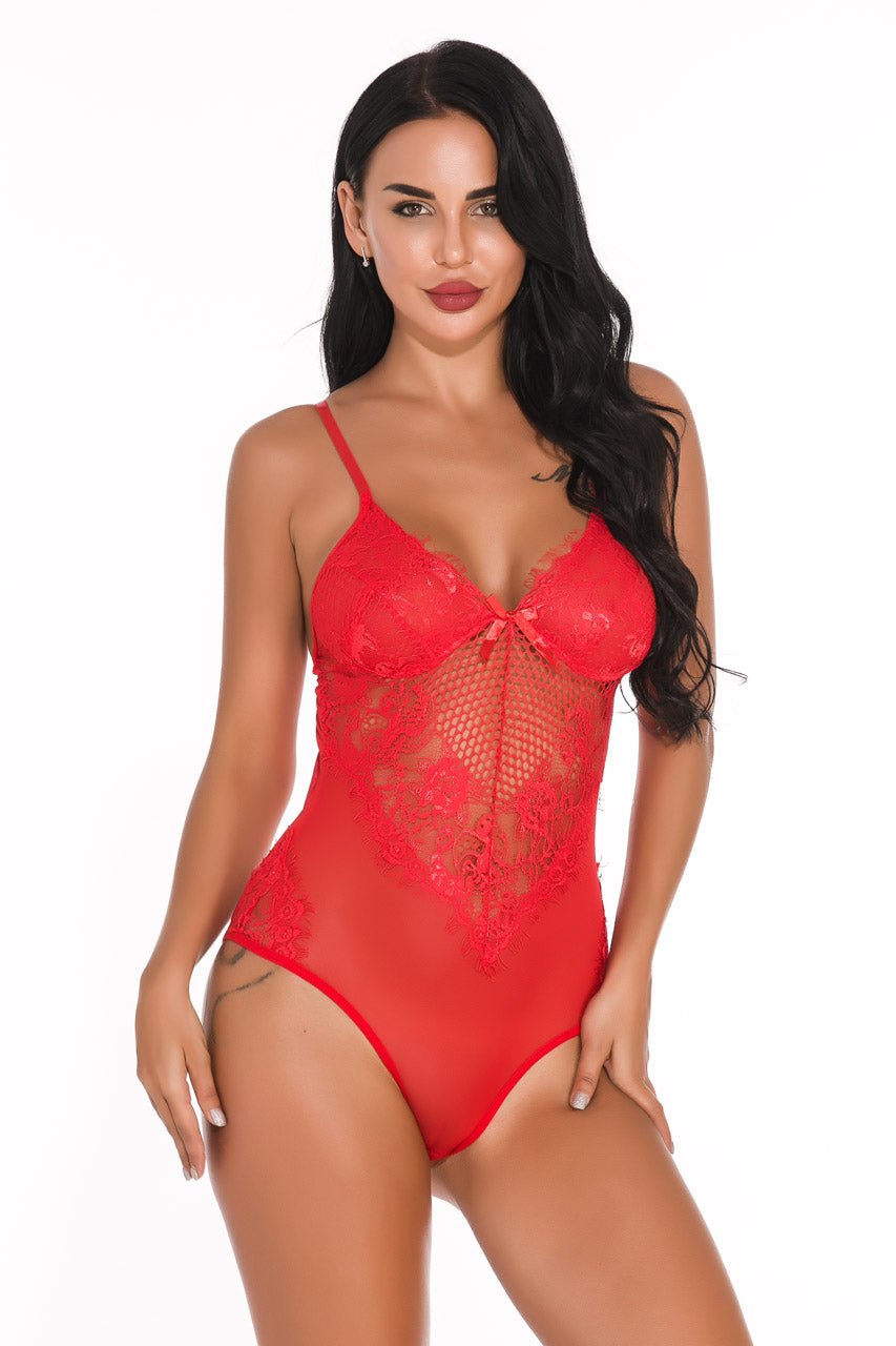 Lace inset sheer romantic teddy, photo 10