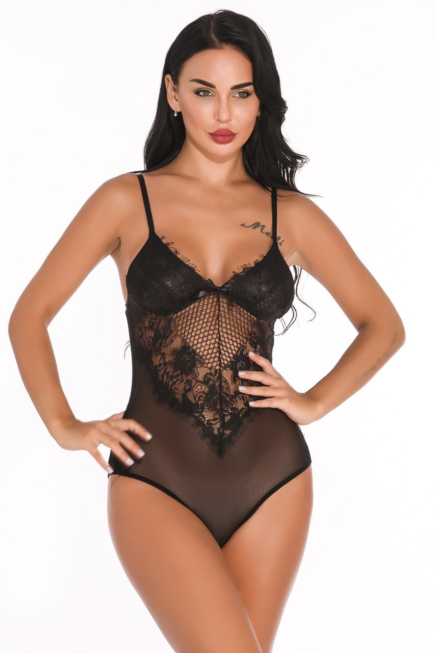 Lace inset sheer romantic teddy, photo 8