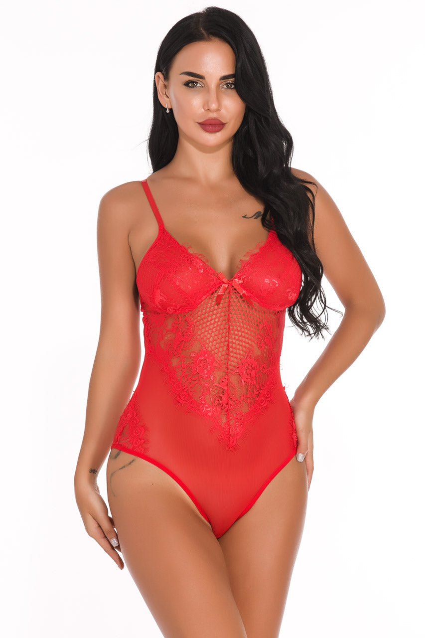 Lace inset sheer romantic teddy, photo 9
