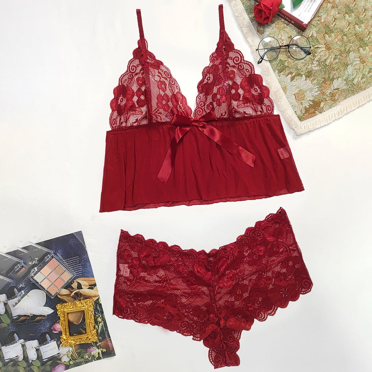 Lace mesh plus size babydoll set, photo 10