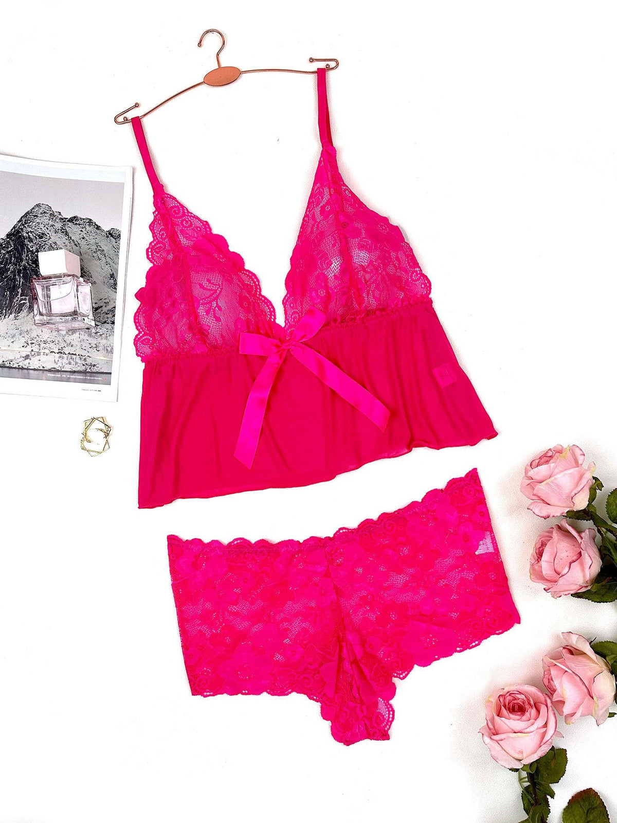 Lace mesh plus size babydoll set, photo 8