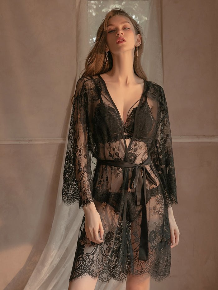 Lace satin bra robe set, photo 5