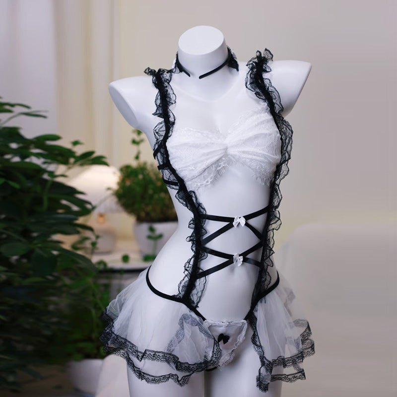 Lace see through bodysuit tulle skirt set, photo 3
